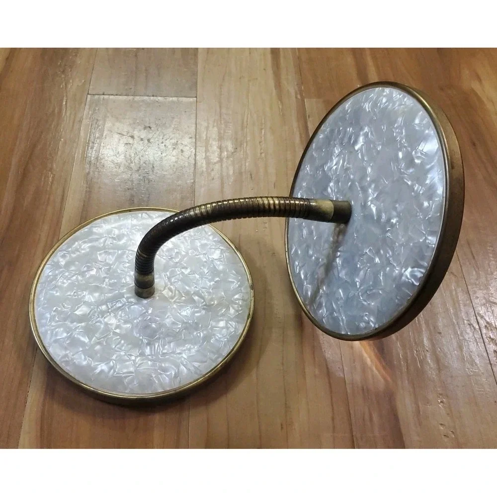 Vintage Brass Gooseneck Vanity Mirror Bendable Adjustable Mirror Double Sided
